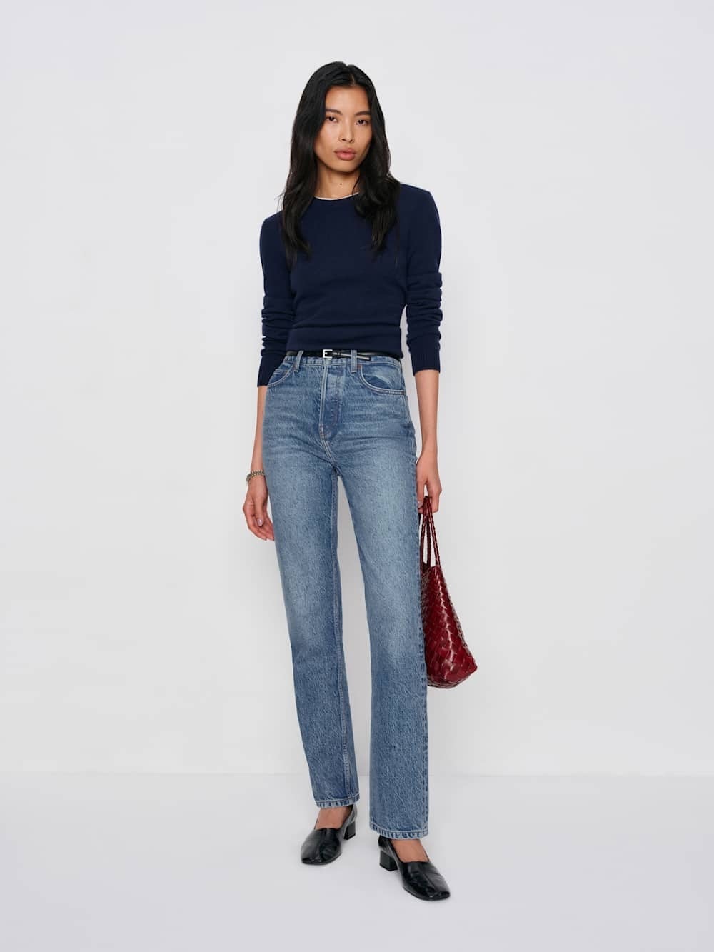 Reformation Cynthia High-Rise Straight Leg Jeans Light Blue 27 agolde mother ayr